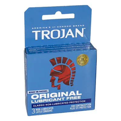 Trojan Condoms Blue Non-Lubricated 3pk - 1ct