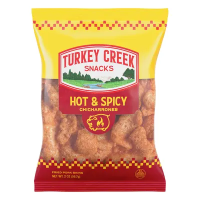 Pork Skins, Turk Creek Hot 2oz - 12ct